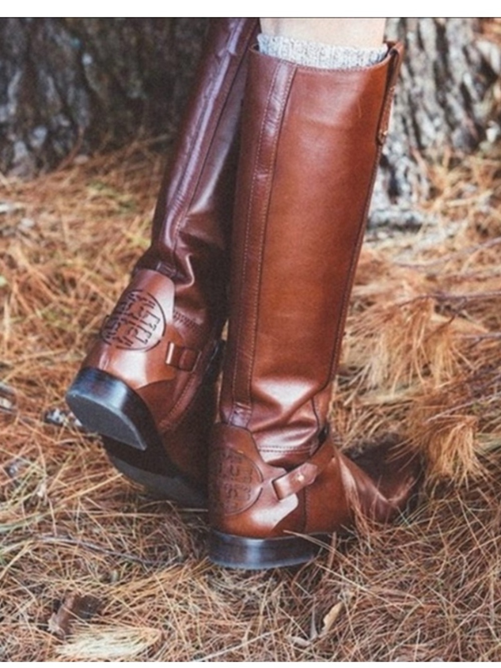 Tory Burch Derby Riding Boots in Almond Size 7 Galleon Antique Leather - Picture 2 of 11